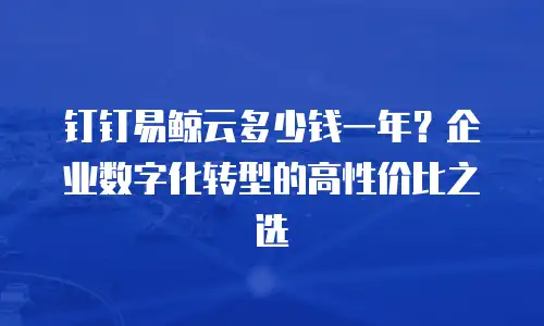 钉钉易鲸云多少钱一年？企业数字化转型的高性价比之选