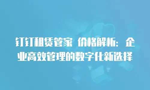 钉钉租赁管家 价格解析：企业高效管理的数字化新选择