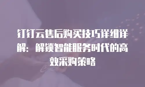 钉钉云售后购买技巧详细详解：解锁智能服务时代的高效采购策略