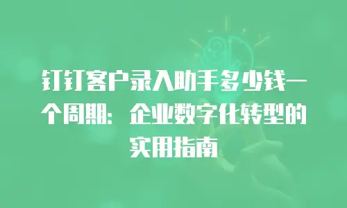 钉钉客户录入助手多少钱一个周期：企业数字化转型的实用指南