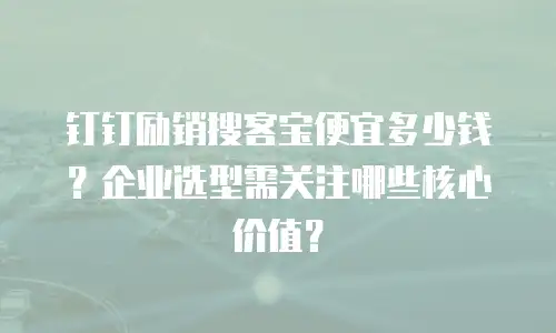 钉钉励销搜客宝便宜多少钱？企业选型需关注哪些核心价值？