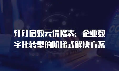钉钉启效云价格表：企业数字化转型的阶梯式解决方案