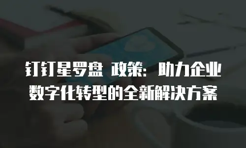 钉钉星罗盘 政策：助力企业数字化转型的全新解决方案