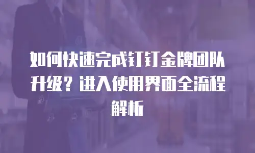 如何快速完成钉钉金牌团队升级？进入使用界面全流程解析