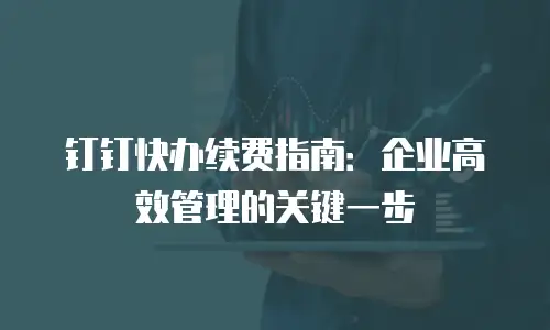 钉钉快办续费指南：企业高效管理的关键一步