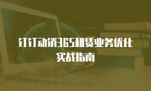 钉钉动销365租赁业务优化实战指南