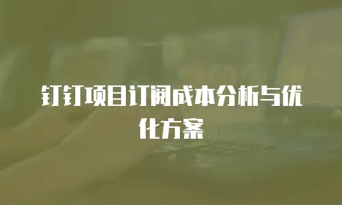 钉钉项目订阅成本分析与优化方案