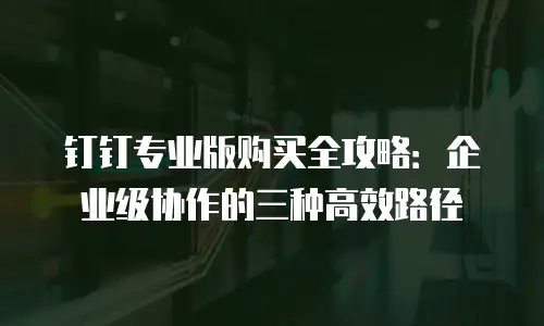 钉钉专业版购买全攻略：企业级协作的三种高效路径