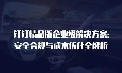 钉钉精品版企业级解决方案：安全合规与成本优化全解析