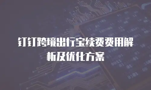 钉钉跨境出行宝续费费用解析及优化方案