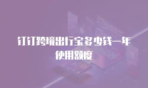 钉钉跨境出行宝多少钱一年使用额度