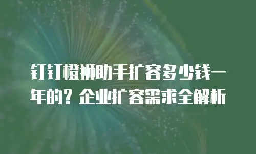 钉钉橙狮助手扩容多少钱一年的？企业扩容需求全解析