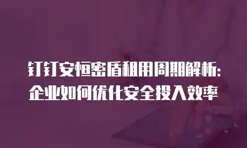 钉钉安恒密盾租用周期解析：企业如何优化安全投入效率