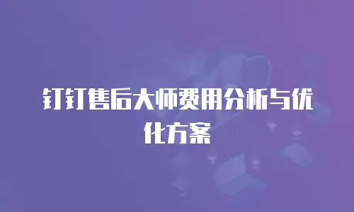 钉钉售后大师费用分析与优化方案