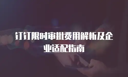 钉钉限时审批费用解析及企业适配指南