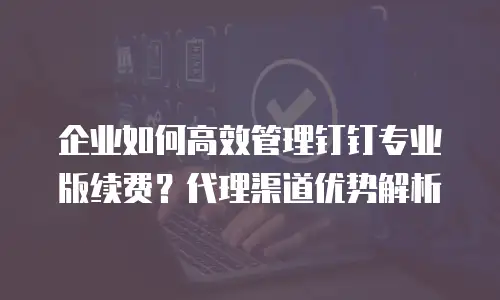 企业如何高效管理钉钉专业版续费？代理渠道优势解析