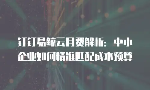 钉钉易鲸云月费解析：中小企业如何精准匹配成本预算