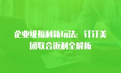 企业级福利新玩法：钉钉美团联合返利全解析