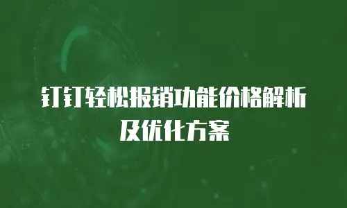 钉钉轻松报销功能价格解析及优化方案