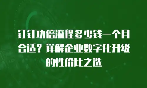 钉钉功倍流程多少钱一个月合适？详解企业数字化升级的性价比之选