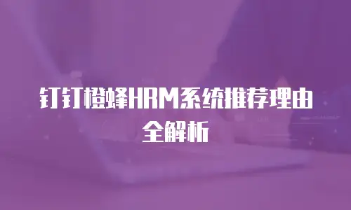 钉钉橙蜂HRM系统推荐理由全解析