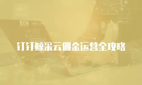 钉钉鲸采云佣金运营全攻略