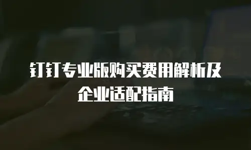 钉钉专业版购买费用解析及企业适配指南