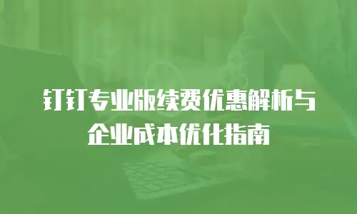 钉钉专业版续费优惠解析与企业成本优化指南