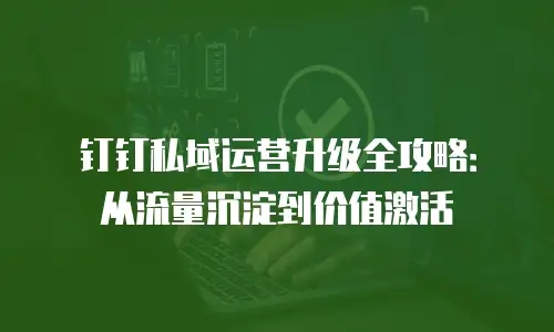 钉钉私域运营升级全攻略：从流量沉淀到价值激活