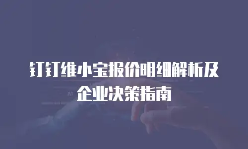 钉钉维小宝报价明细解析及企业决策指南