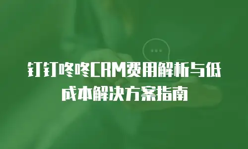 钉钉咚咚CRM费用解析与低成本解决方案指南