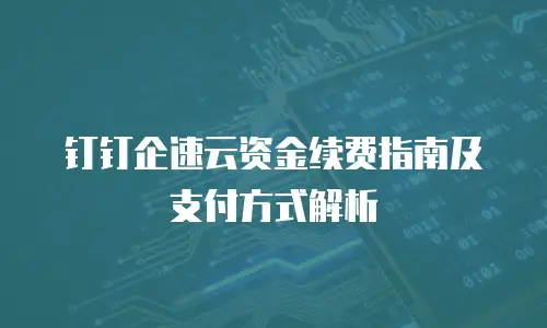 钉钉企速云资金续费指南及支付方式解析