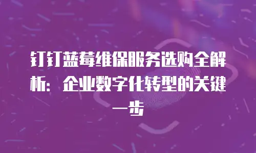 钉钉蓝莓维保服务选购全解析：企业数字化转型的关键一步