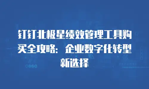 钉钉北极星绩效管理工具购买全攻略：企业数字化转型新选择