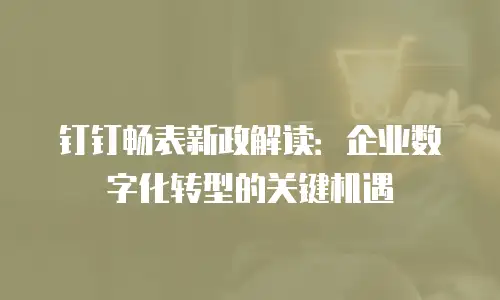 钉钉畅表新政解读：企业数字化转型的关键机遇