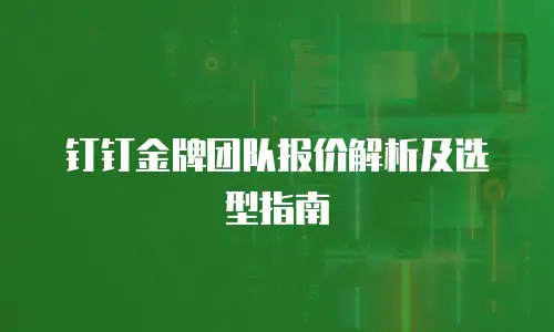 钉钉金牌团队报价解析及选型指南