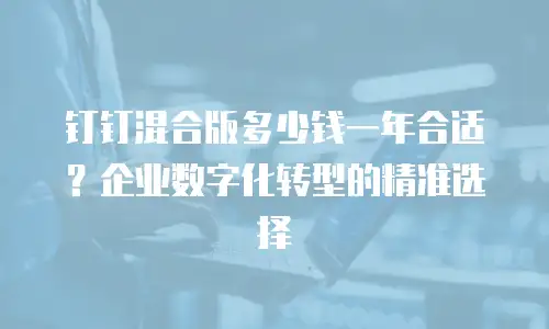 钉钉混合版多少钱一年合适？企业数字化转型的精准选择