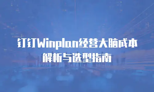 钉钉Winplan经营大脑成本解析与选型指南