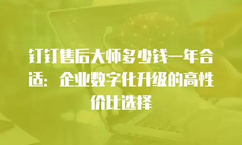 钉钉售后大师多少钱一年合适：企业数字化升级的高性价比选择