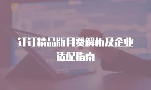 钉钉精品版月费解析及企业适配指南