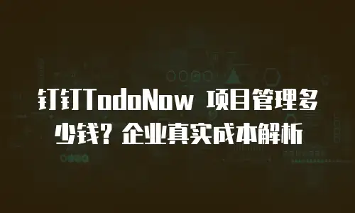 钉钉TodoNow 项目管理多少钱？企业真实成本解析