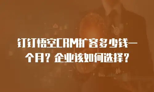 钉钉悟空CRM扩容多少钱一个月？企业该如何选择？