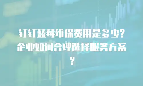 钉钉蓝莓维保费用是多少？企业如何合理选择服务方案？