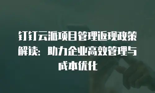 钉钉云派项目管理返现政策解读：助力企业高效管理与成本优化