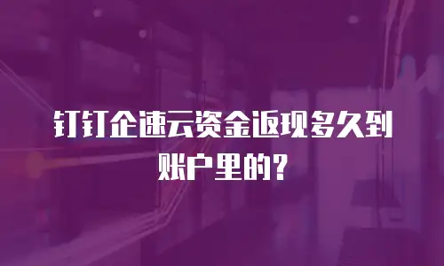 钉钉企速云资金返现多久到账户里的？