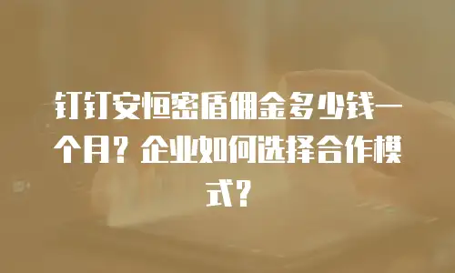 钉钉安恒密盾佣金多少钱一个月？企业如何选择合作模式？