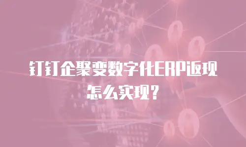 钉钉企聚变数字化ERP返现怎么实现？