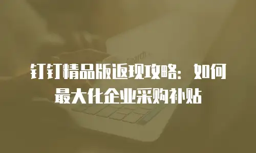 钉钉精品版返现攻略：如何最大化企业采购补贴