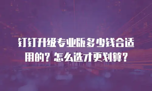 钉钉升级专业版多少钱合适用的？怎么选才更划算？