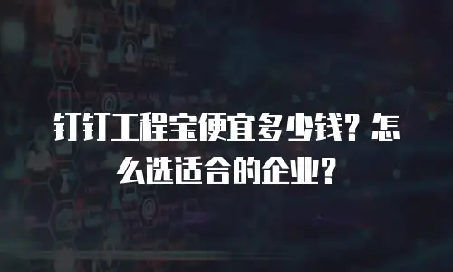 钉钉工程宝便宜多少钱？怎么选适合的企业？